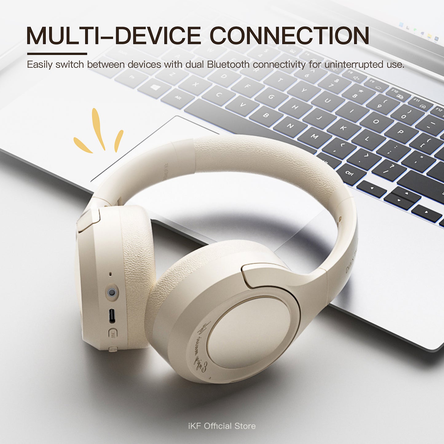 iKF King Wireless Bluetooth Headphones Active Noise Cancelling Power Bass with Microphone Wired Headset for iOS/Android