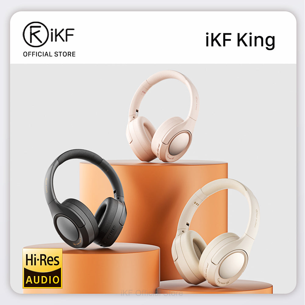 iKF King Wireless Bluetooth Headphones Active Noise Cancelling Power Bass with Microphone Wired Headset for iOS/Android