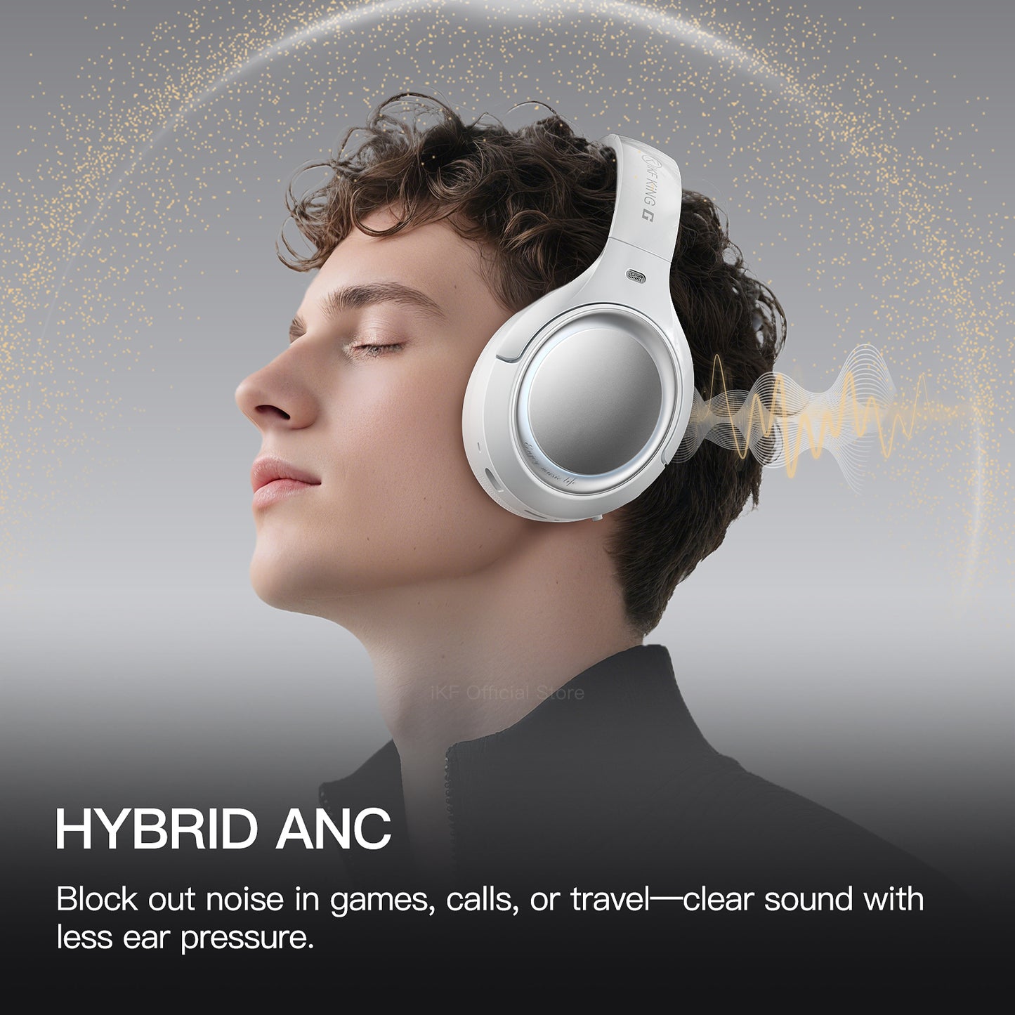 iKF King G Wireless Gaming Headset, 50dB Hybrid Active Noise Cancelling, 2.4GHz & Bluetooth 6.0, LDAC Hi-Res Audio, Virtual 7.1 Surround, 170H Battery, Dual-Device Connection, PC PS5 Mobile