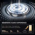 iKF King G Wireless Gaming Headset, Active Noise Cancelling, 2.4GHz & Bluetooth, Virtual 7.1 Surround