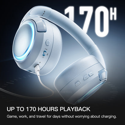 iKF King G Wireless Gaming Headset, 50dB Hybrid Active Noise Cancelling, 2.4GHz & Bluetooth 6.0, LDAC Hi-Res Audio, Virtual 7.1 Surround, 170H Battery, Dual-Device Connection, PC PS5 Mobile