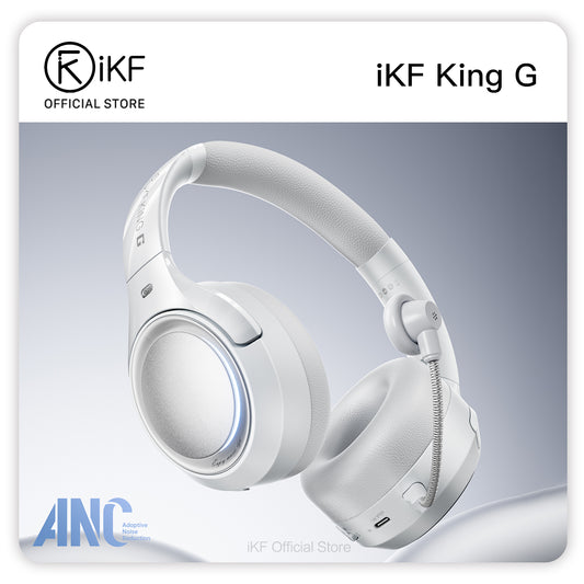 iKF King G Kabelloses Gaming-Headset, 50 dB Hybrid-ANC, 2,4 GHz & Bluetooth 6.0, LDAC Hi-Res Audio, virtueller 7.1 Surround-Sound, 170 Stunden Akkulaufzeit, Dual-Device-Verbindung, PC, PS5, Mobilgeräte
