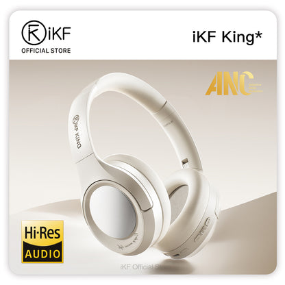 iKF King Kabellose Bluetooth-Kopfhörer mit aktiver Geräuschunterdrückung, kraftvollem Bass, Mikrofon und kabelgebundenem Headset für iOS/Android
