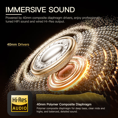 iKF King ワイヤレスBluetoothヘッドホン アクティブノイズキャンセリング パワーベース マイク付き 有線ヘッドセット