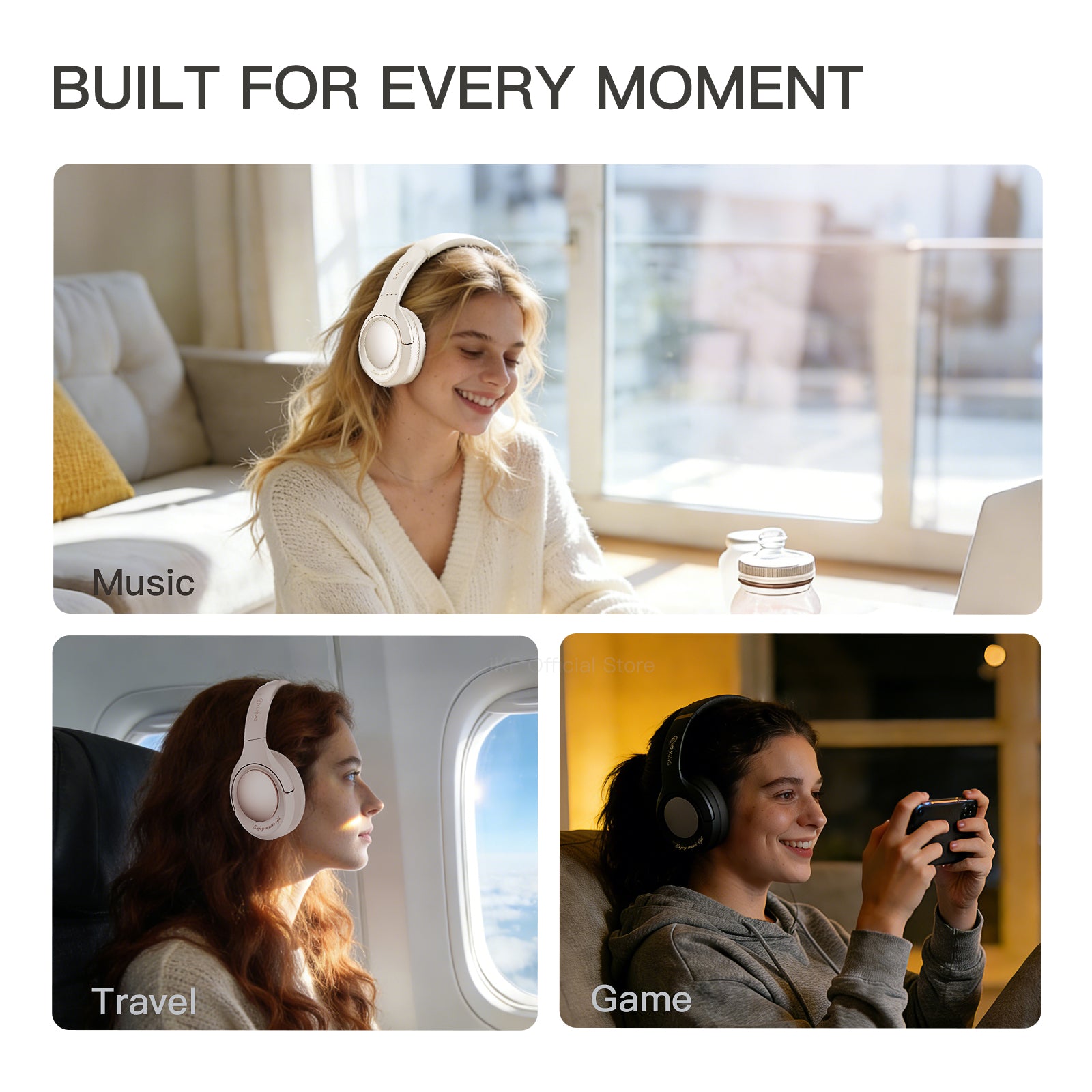 Auriculares inalámbricos Bluetooth iKF King con cancelación activa de ruido y graves potentes, micrófono y cable para iOS y Android.