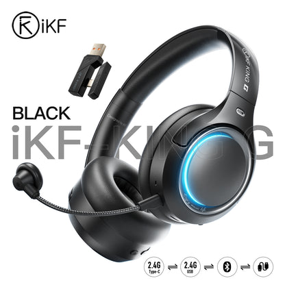 iKF King G Wireless Gaming Headset, 50dB Hybrid Active Noise Cancelling, 2.4GHz & Bluetooth 6.0, LDAC Hi-Res Audio, Virtual 7.1 Surround, 170H Battery, Dual-Device Connection, PC PS5 Mobile