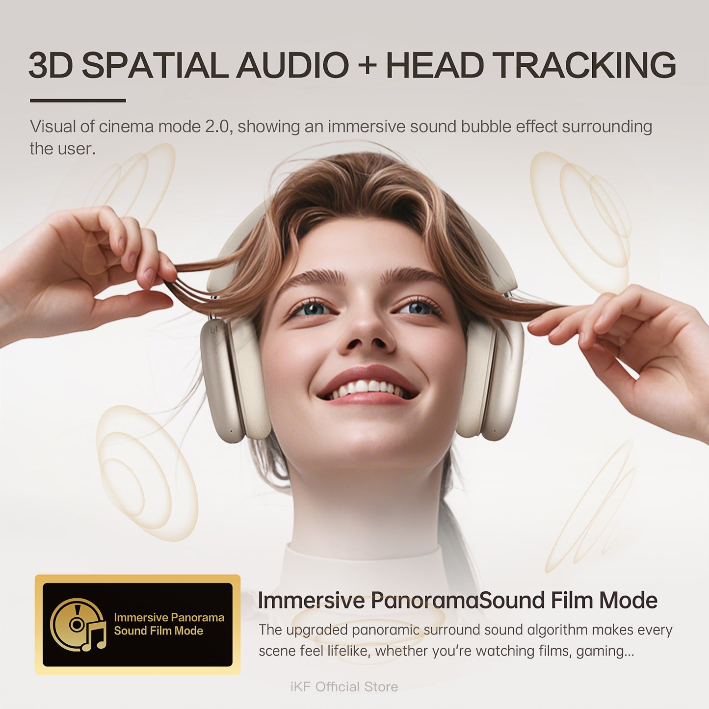 iKF Mars Wireless Bluetooth Headphones Quad-Speaker 40mm+20mm, 58dB Adaptive ANC, Hi-Res LDAC, 360° Spatial Audio, 140H Battery, 30ms Low Latency, Dual Device Connection
