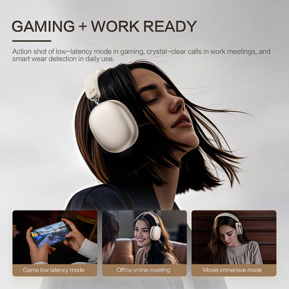 iKF Mars Wireless Bluetooth Headphones Quad-Speaker 40mm+20mm, 58dB Adaptive ANC, Hi-Res LDAC, 360° Spatial Audio, 140H Battery, 30ms Low Latency, Dual Device Connection