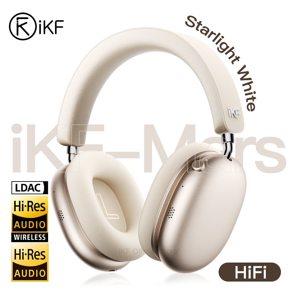 iKF Mars Wireless Bluetooth Headphones Quad-Speaker 40mm+20mm, 58dB Adaptive ANC, Hi-Res LDAC, 360° Spatial Audio, 140H Battery, 30ms Low Latency, Dual Device Connection