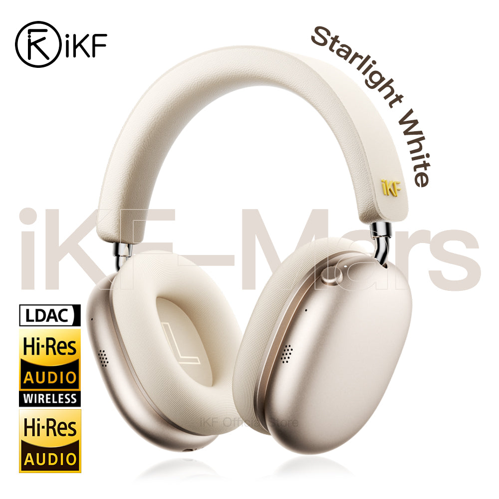 iKF Mars Wireless Bluetooth Headphones Quad-Speaker 40mm+20mm, 58dB Adaptive ANC, Hi-Res LDAC, 360° Spatial Audio, 140H Battery, 30ms Low Latency, Dual Device Connection