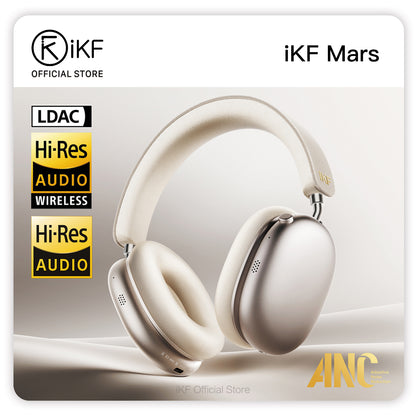 iKF Mars Wireless Bluetooth Headphones Quad-Speaker 40mm+20mm, 58dB Adaptive ANC, Hi-Res LDAC, 360° Spatial Audio, 140H Battery, 30ms Low Latency, Dual Device Connection