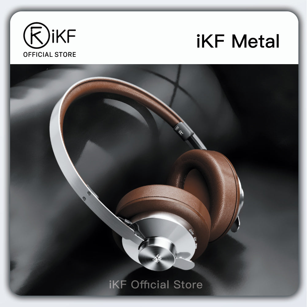 iKF Metal Wireless Bluetooth Over-Ear Headphones, Hardcore Full Metal Design with Dark Leather, Advanced ANC to -52dB, Hi-Res 40mm Drivers, 5-Mic ENC for Clear Calls, 75H Playback,  AUX Wired Mode, App Customizable