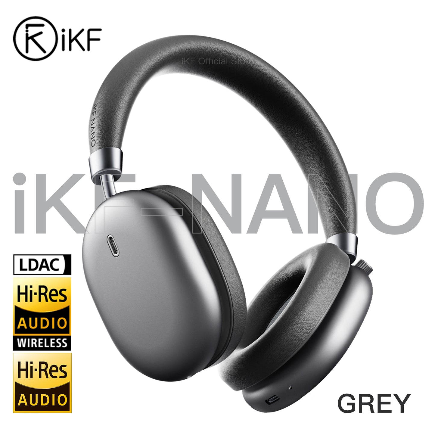 iKF Nano Active Noise Reduction Headphones, Transparency Mode, 140 Hours Playback Time, Wireless/Wired Mode, Bluetooth Headset with Microphone, &nbsp;App Custom Settings iOS/Android