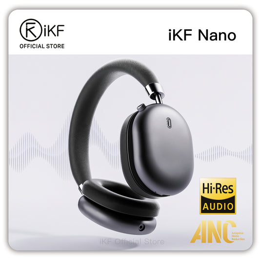iKF Nano Active Noise Reduction Headphones, Transparency Mode, 140 Hours Playback Time, Wireless/Wired Mode, Bluetooth Headset with Microphone, &nbsp;App Custom Settings iOS/Android