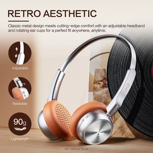 iKF R1 Wireless Retro Headphones On Ear Headset Bluetooth Stereo Sound 60 Hours Built-in Microphone OOTD Supports dual-device Connectivity