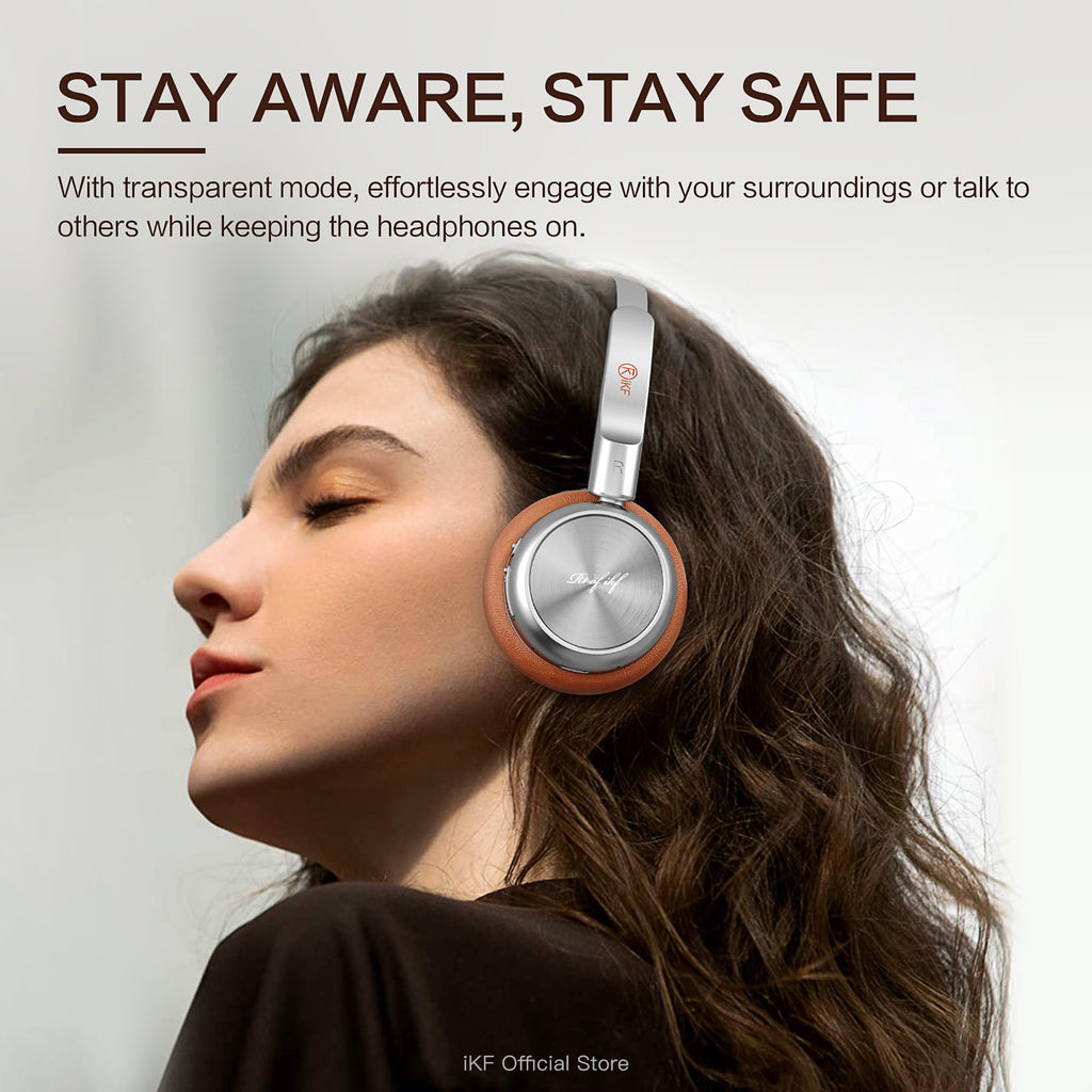 iKF R1 Wireless Bluetooth Headphones, Retro Classic Lightweight Headset, Builti-in Mic, 60H Playback, Dual Device Connectivity, Low Latency, App Customization,Throwback 80s 90s,OOTD