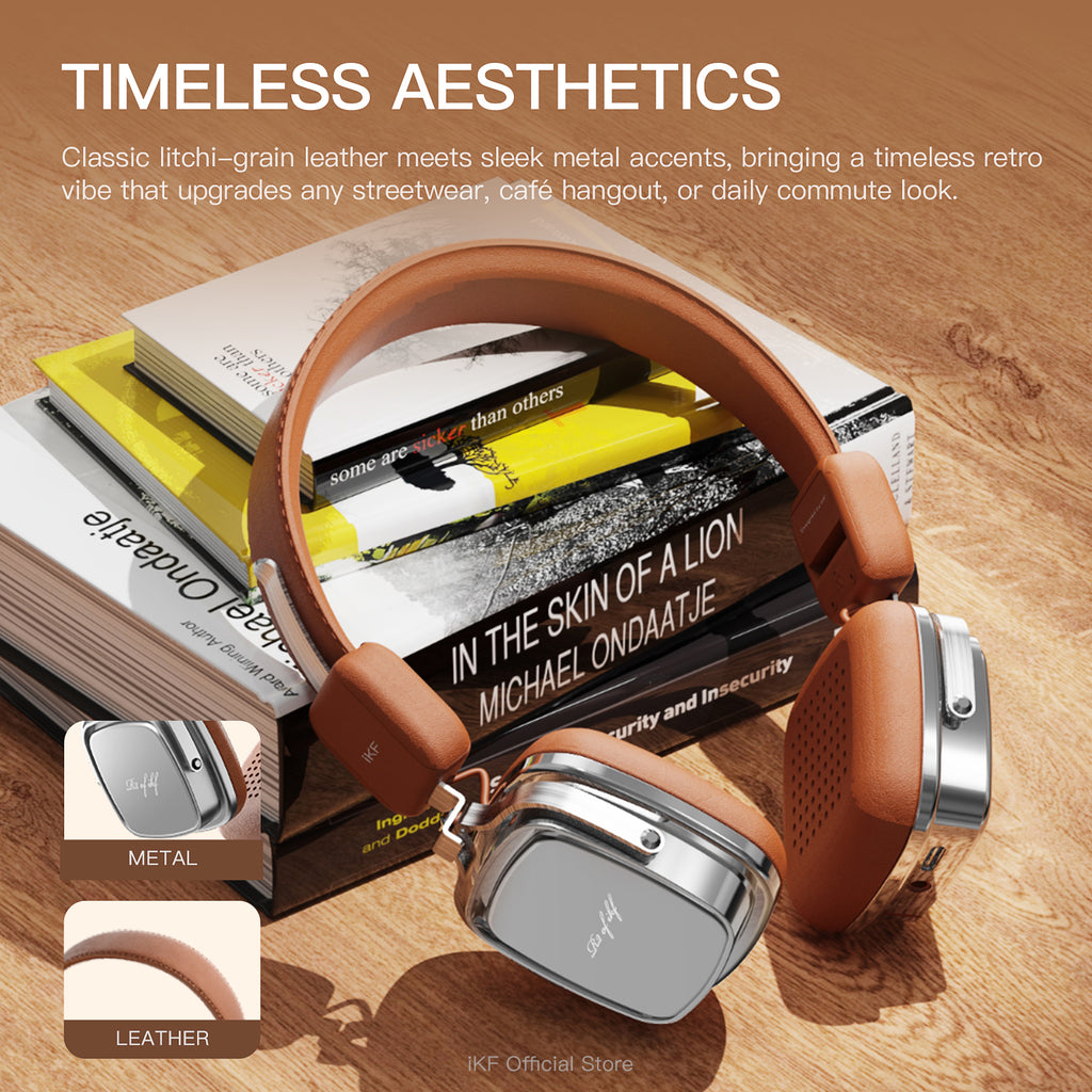 iKF R2 Retro Classic Wireless Headphones,On Ear Headset,Ergonomic Design,40mm Drivers, ENC Clear Call, Bluetooth & 3.5mm Wired, 60H Playback,Throwback 80s 90s,OOTD