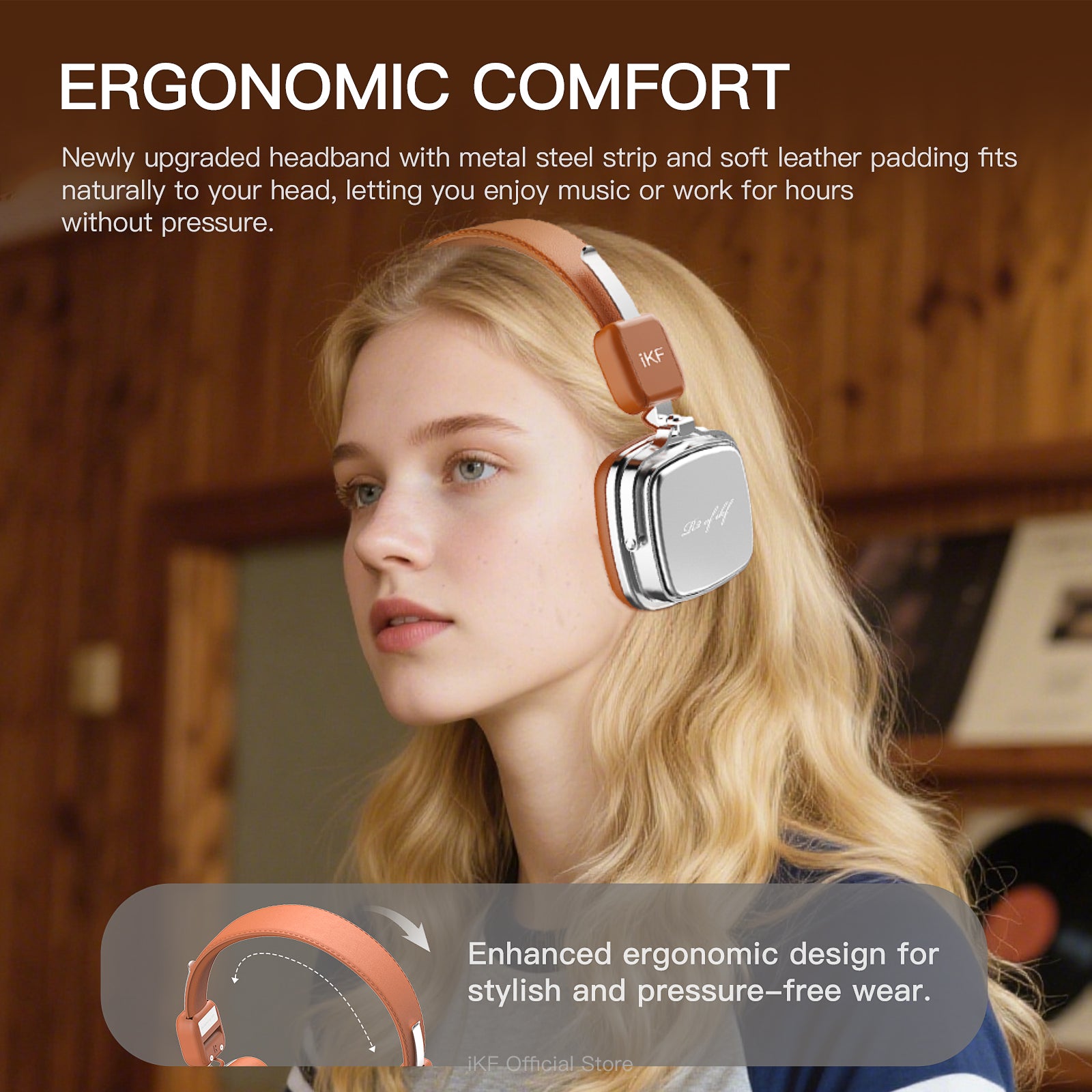 iKF R2 Retro Classic Wireless Headphones,On Ear Headset,Ergonomic Design,40mm Drivers, ENC Clear Call, Bluetooth & 3.5mm Wired, 60H Playback,Throwback 80s 90s,OOTD