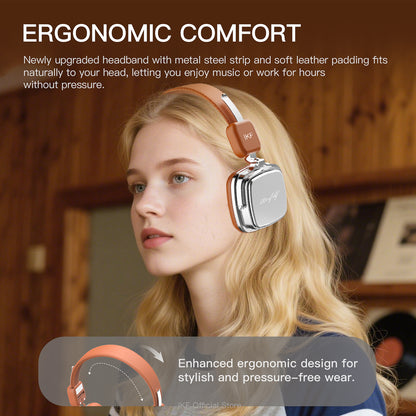 iKF R2 Wireless Retro Headphones Bluetooth ENC HiFi Sound Quality,60 Hours of Battery Life Listen to Music Game Mode ,Throwback Design OOTD Supports Wired/wireless