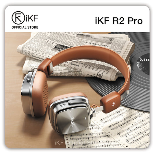 iKF R2 Pro Retro Metal and Leather Foldable Headphones with ANC -45dB, 40mm HiFi Drivers, 75H Battery, Bluetooth 5.4 & AUX, Customizable Lighting, ENC 5-Mic Clear Calls, Low Latency Gaming, iKF App Control