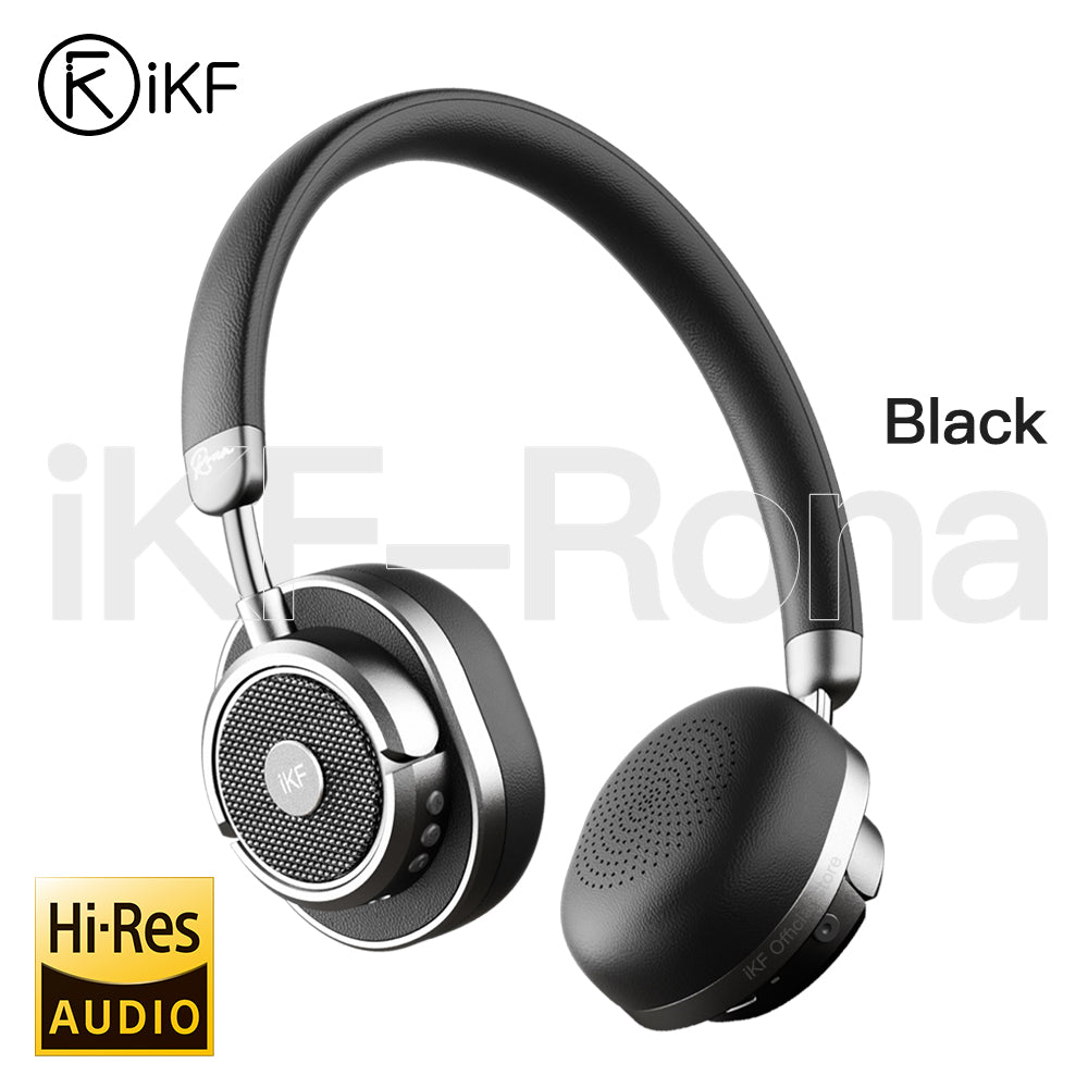 Auriculares inalámbricos iKF Rona Retro Classic con cancelación activa de ruido, Bluetooth, supraaurales con micrófono, 75 h de reproducción, diseño vintage de metal, sonido de película 3D, con cable, para cabezas pequeñas y adolescentes.