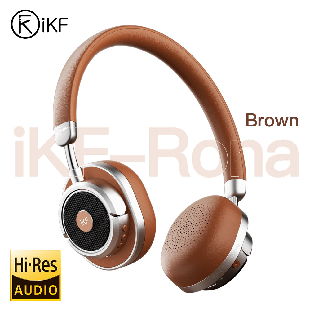 Auriculares inalámbricos iKF Rona Retro Classic con cancelación activa de ruido, Bluetooth, supraaurales con micrófono, 75 h de reproducción, diseño vintage de metal, sonido de película 3D, con cable, para cabezas pequeñas y adolescentes.