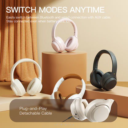 iKF T1 Wireless Bluetooth Headphones Over Ear 3.5mm Aux-in Wired Headset