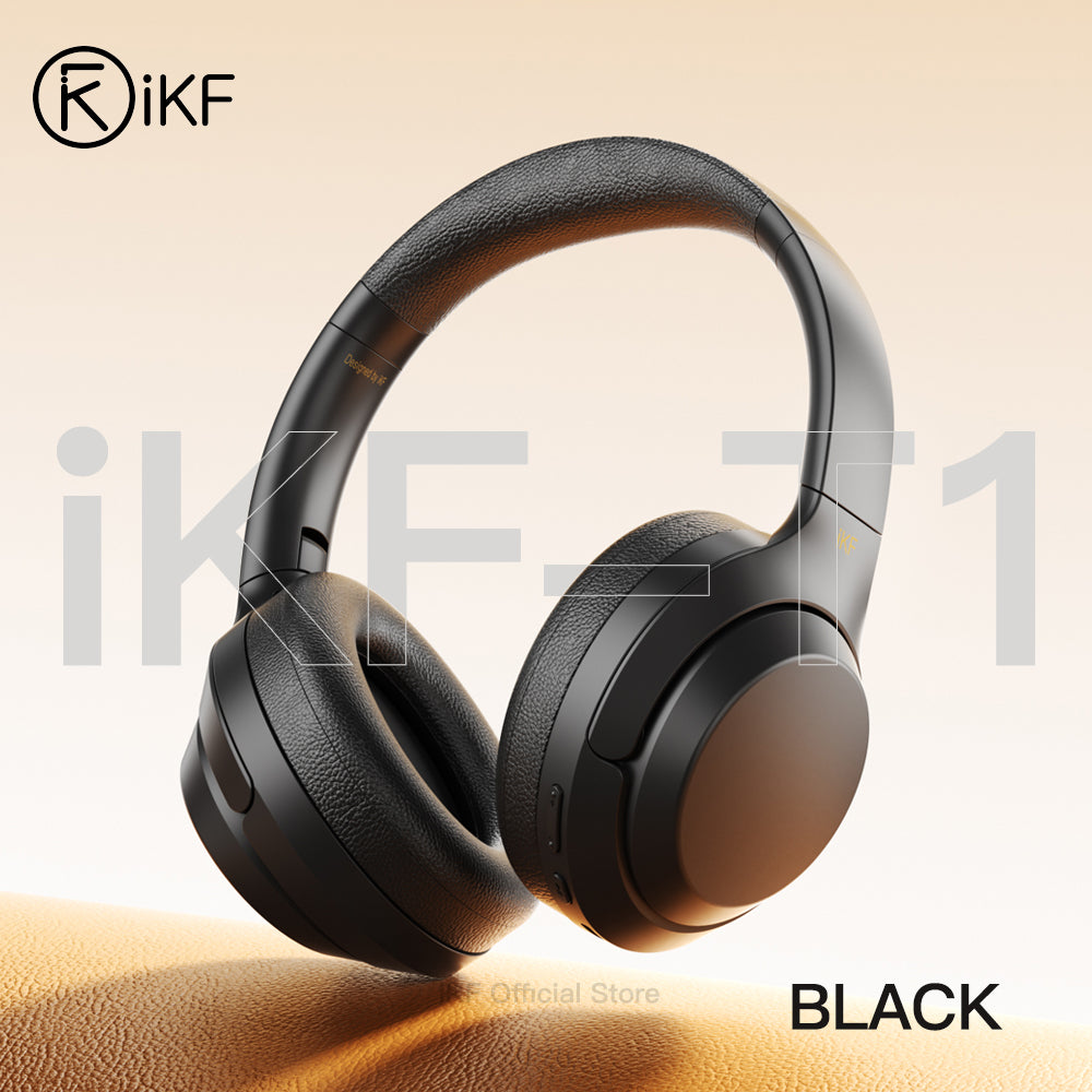 iKF T1 Wireless Bluetooth Headphones Over Ear 3.5mm Aux-in Wired Headset Deep Bass Stereo Sound, 50H Playback,Built-in Microphone Compatible iOS/ Android