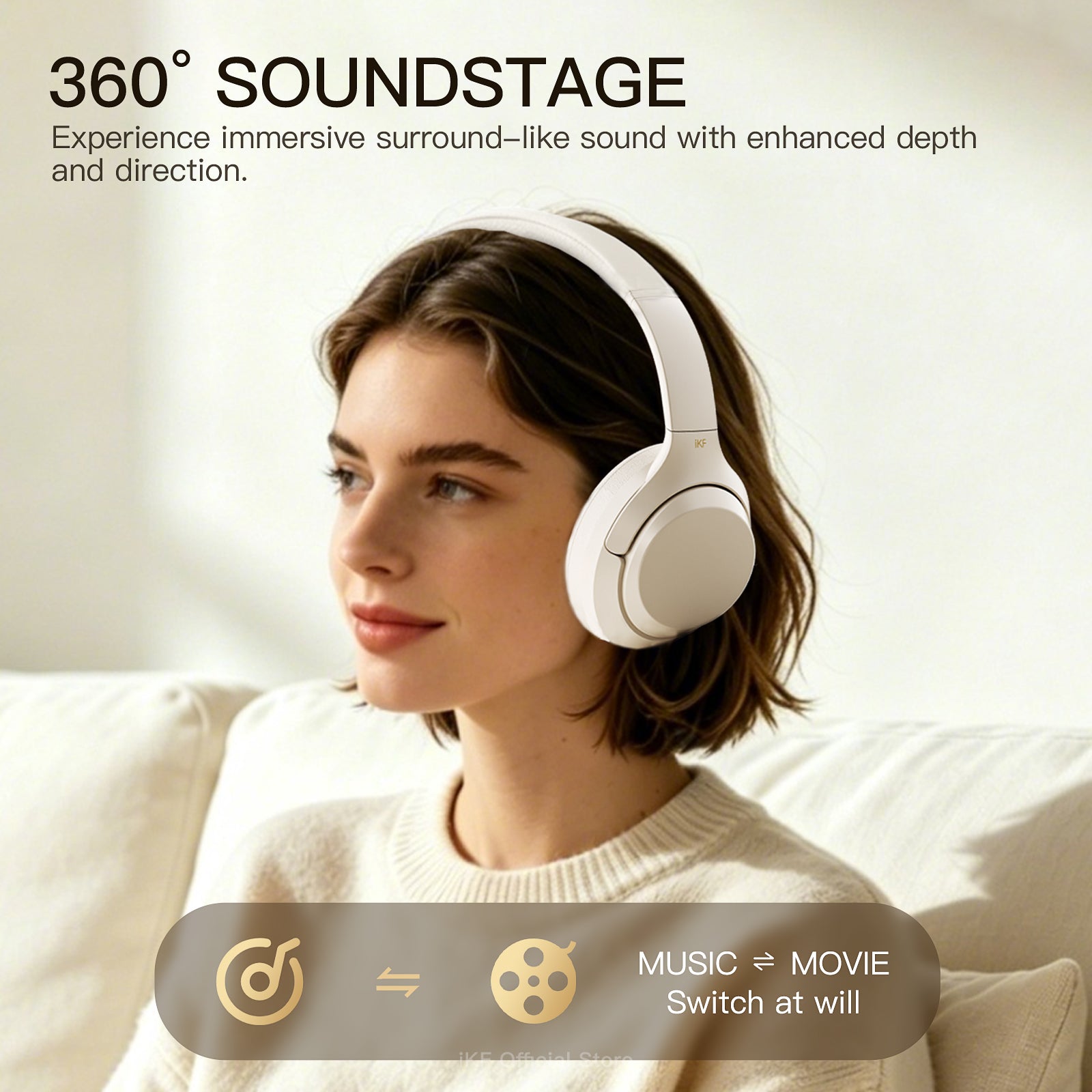 iKF T1 Pro Wireless Bluetooth Headphones Over Ear 3.5mm Wired Headset 120H Playback