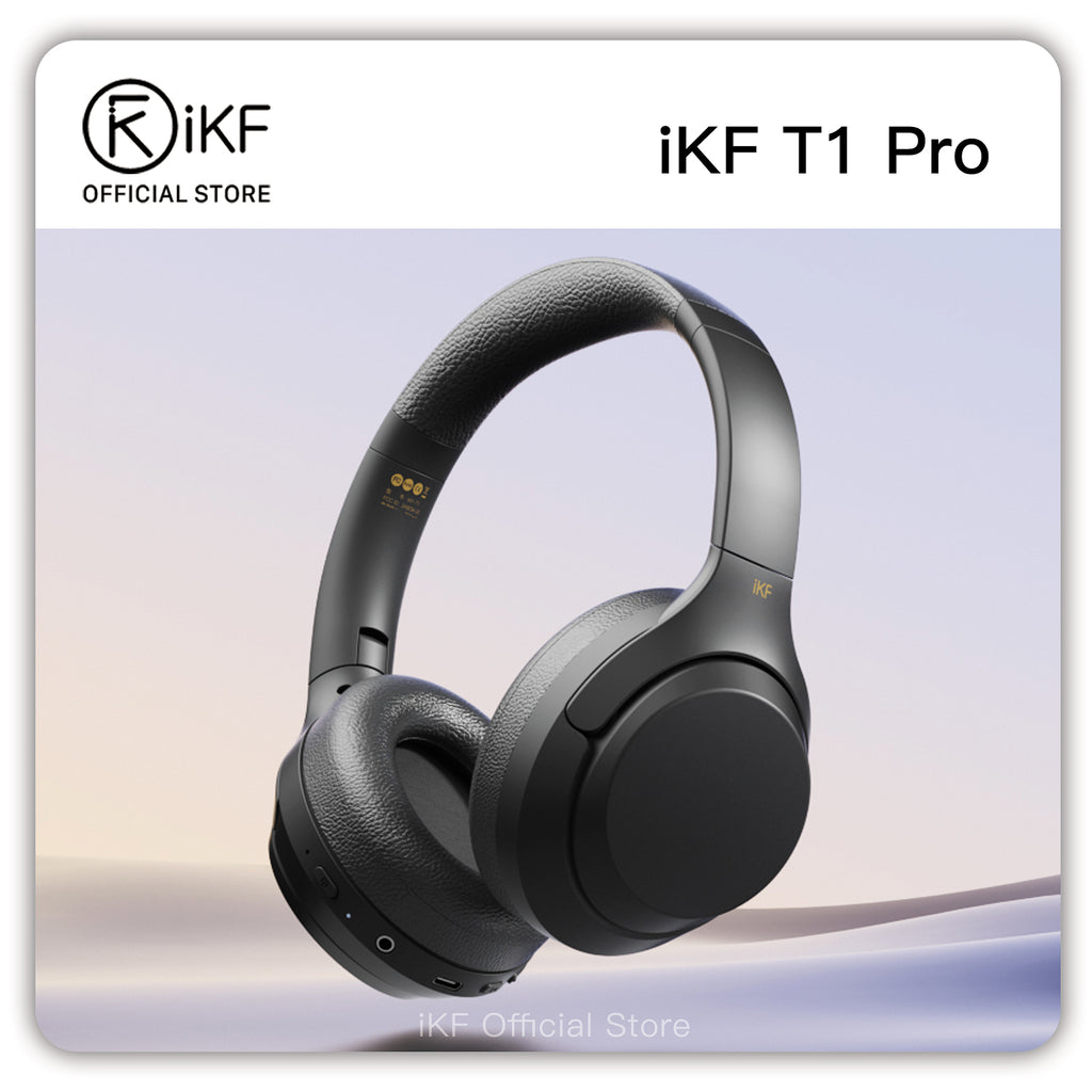 iKF T1 Pro Wireless Bluetooth Headphones Over Ear Wired Headset Built in Mic AUX Cable 100 Hours Play time Noise Reduction Stereo Sound Bass Type-C Charging for Online Class Game Sport Compatible with iOS and Android