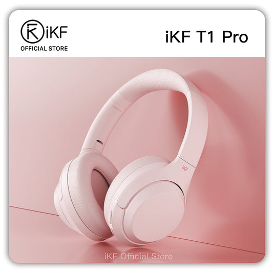 iKF T1 Pro Wireless Bluetooth Headphones Over Ear Wired Headset Built in Mic AUX Cable 100 Hours Play time Noise Reduction Stereo Sound Bass Type-C Charging for Online Class Game Sport Compatible with iOS and Android