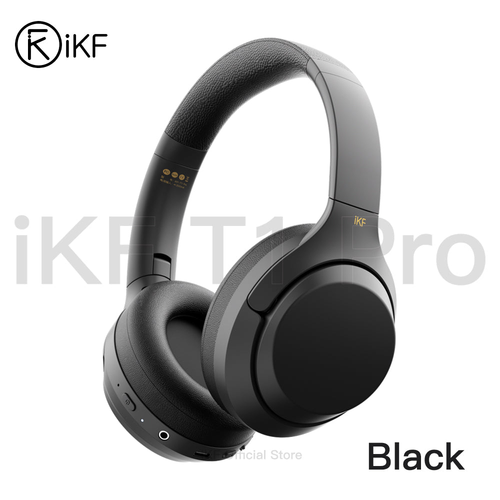 iKF T1 Pro Wireless Bluetooth Headphones Over Ear Wired Headset Built in Mic AUX Cable 100 Hours Play time Noise Reduction Stereo Sound Bass Type-C Charging for Online Class Game Sport Compatible with iOS and Android