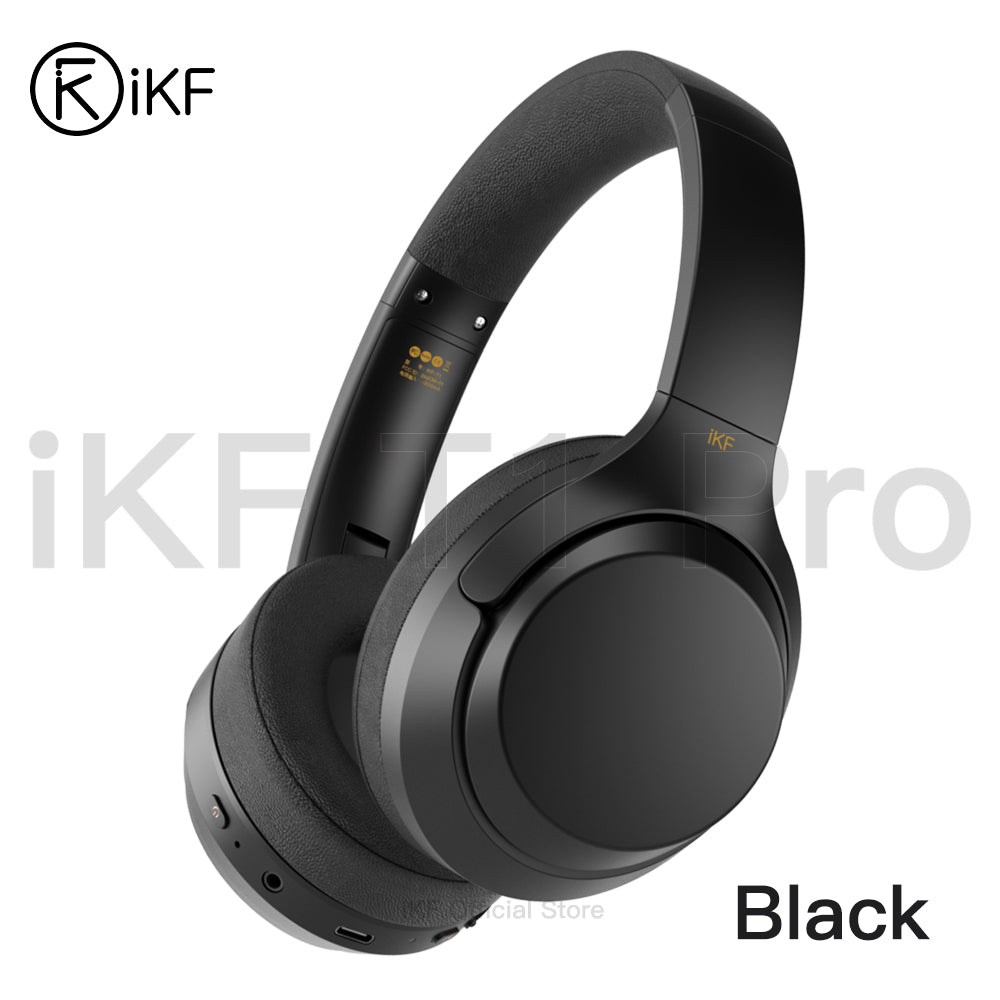 iKF T1 Pro Wireless Bluetooth Headphones Over Ear Wired Headset Built in Mic AUX Cable 100 Hours Play time Noise Reduction Stereo Sound Bass Type-C Charging for Online Class Game Sport Compatible with iOS and Android