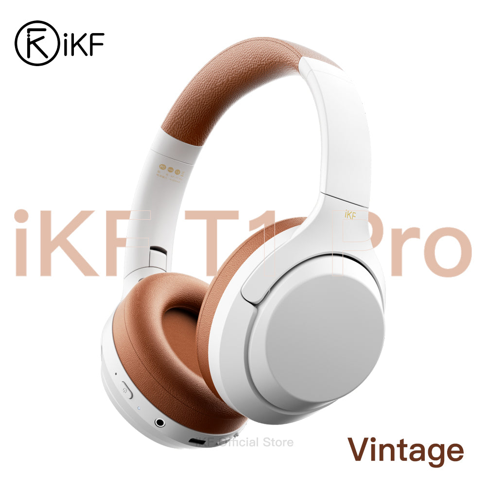 iKF T1 Pro Wireless Bluetooth Headphones Over Ear Wired Headset Built in Mic AUX Cable 100 Hours Play time Noise Reduction Stereo Sound Bass Type-C Charging for Online Class Game Sport Compatible with iOS and Android