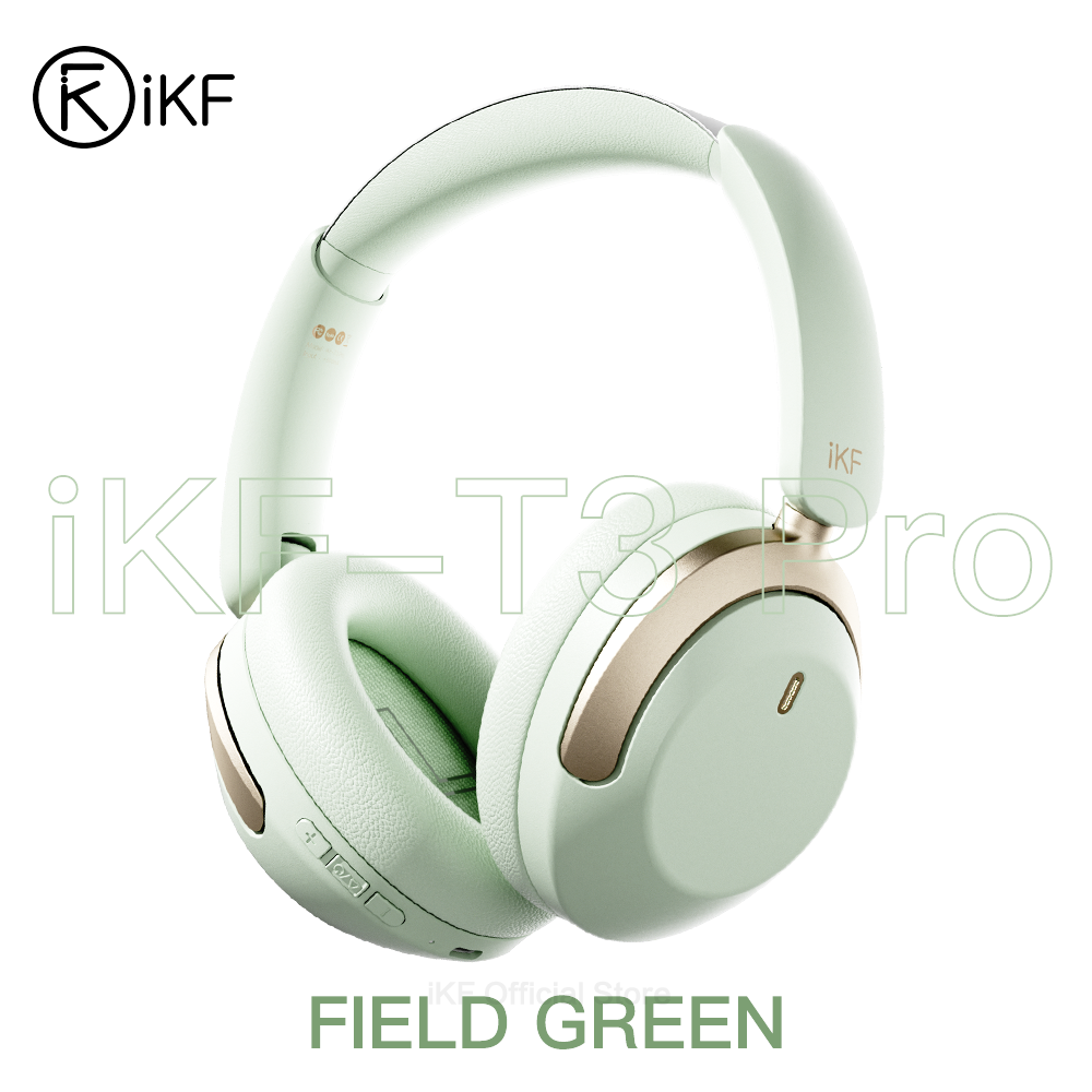 iKF T3 Pro Adaptive ANC Bluetooth Headphones, 52dB Noise Cancelling, 40mm Silk Composite Drivers, 5-Mic ENC, NFC Fast Pairing, Hi-Res Certified, 125H Playtime, Bluetooth 5.4, 35ms Low-Latency Gaming Mode - Starlight White, Silver Moon, Wild Green