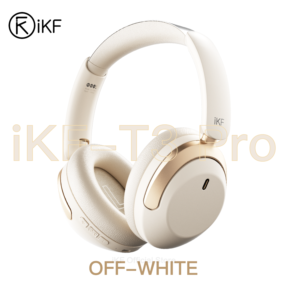 iKF T3 Pro Adaptive ANC Bluetooth Headphones, 52dB Noise Cancelling, 40mm Silk Composite Drivers, 5-Mic ENC, NFC Fast Pairing, Hi-Res Certified, 125H Playtime, Bluetooth 5.4, 35ms Low-Latency Gaming Mode - Starlight White, Silver Moon, Wild Green