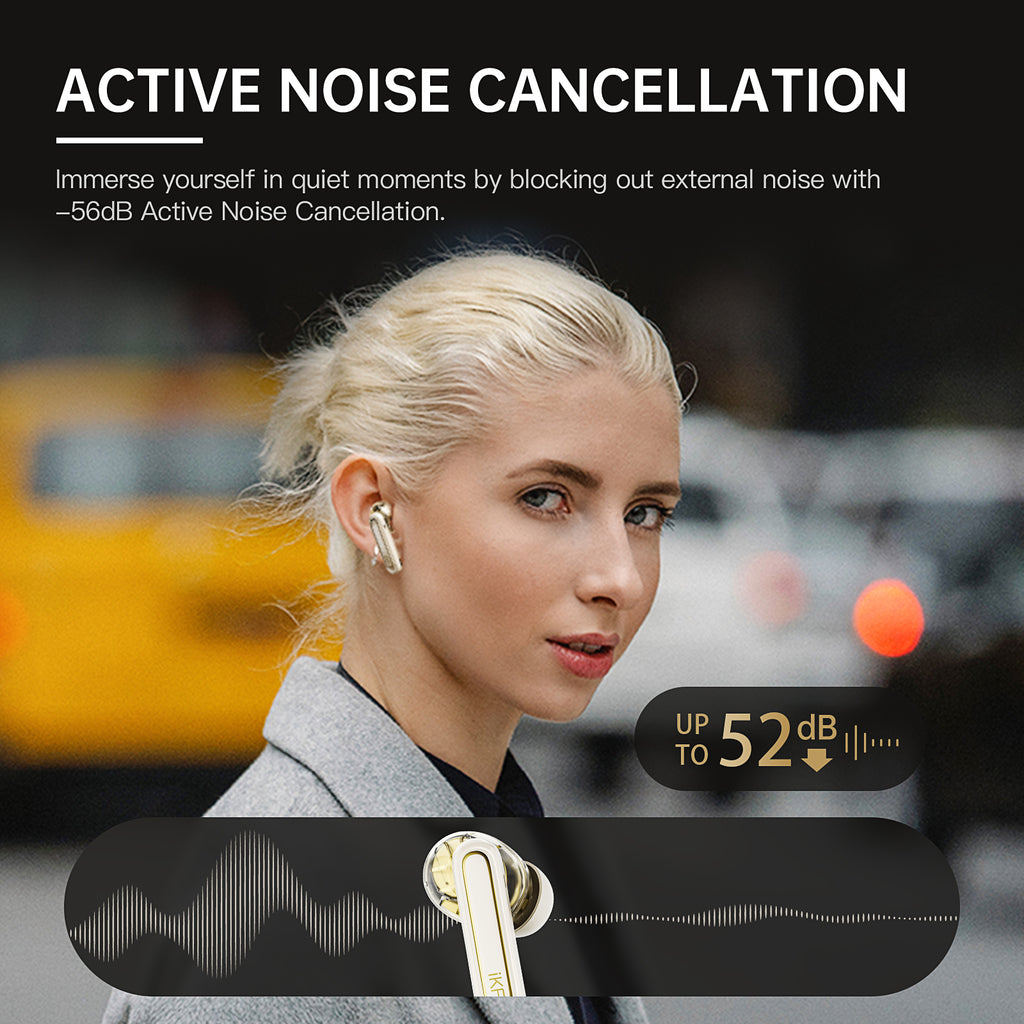 iKF Ultra Wireless Earbuds Active Noise Reducation Bluetooth Earphones Dual-Decive Connection ENC Call Reducation Game Mode