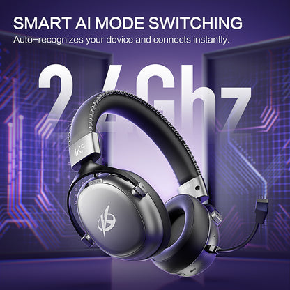 iKF V11 Max Wireless 2.4G Bluetooth Headphones Gaming Wired Headset 260H Playtime with Microphone for iOS/Android PC