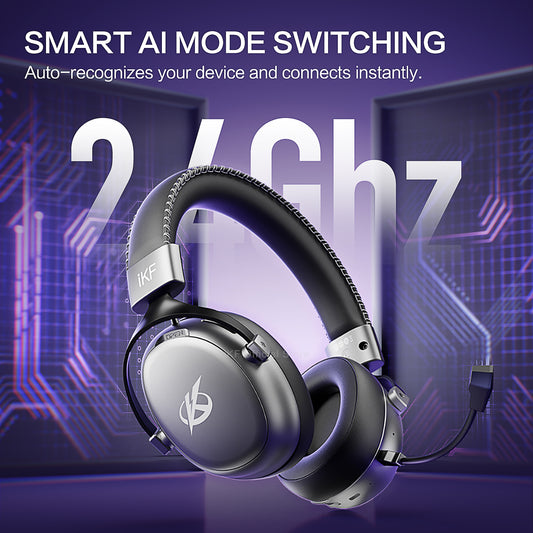 iKF V11 Max Wireless 2.4G Bluetooth Headphones Gaming Wired Headset 260H Playtime with Microphone for iOS/Android PC