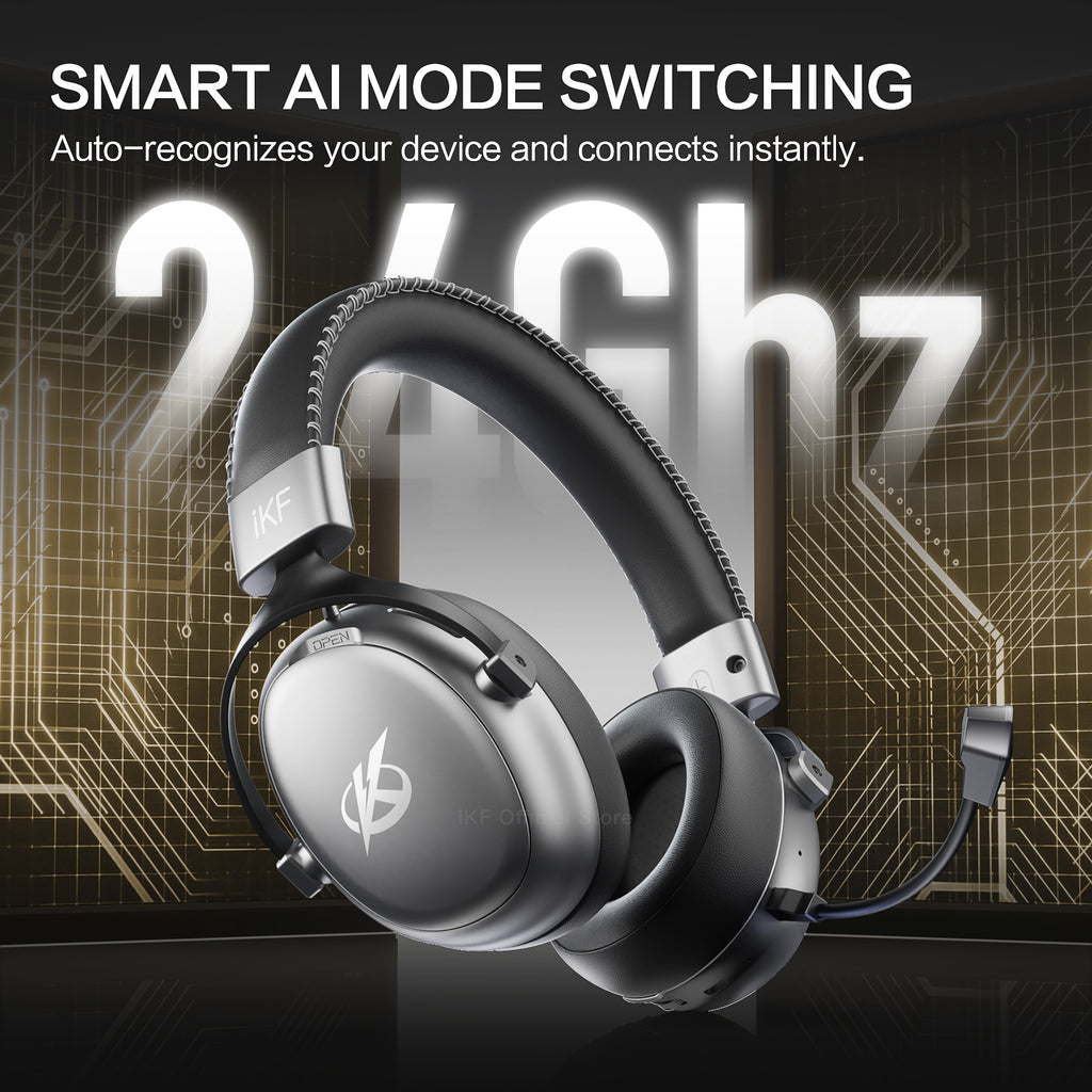 iKF V11 Max Wireless 2.4G Bluetooth Headphones Gaming Wired Headset 260H Playtime with Microphone for iOS/Android PC