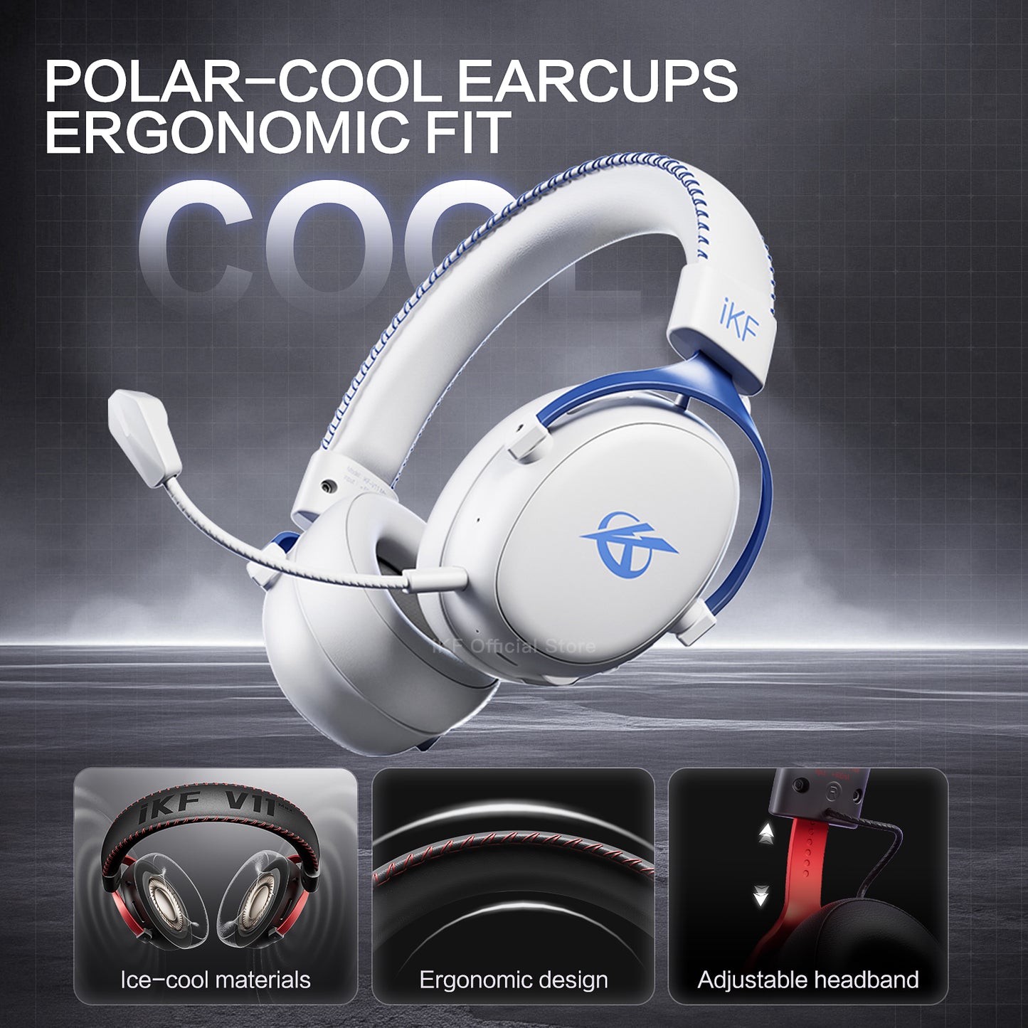 iKF V11 Max Wireless 2.4G Bluetooth Headphones Gaming Wired Headset 260H Playtime with Microphone for iOS/Android PC