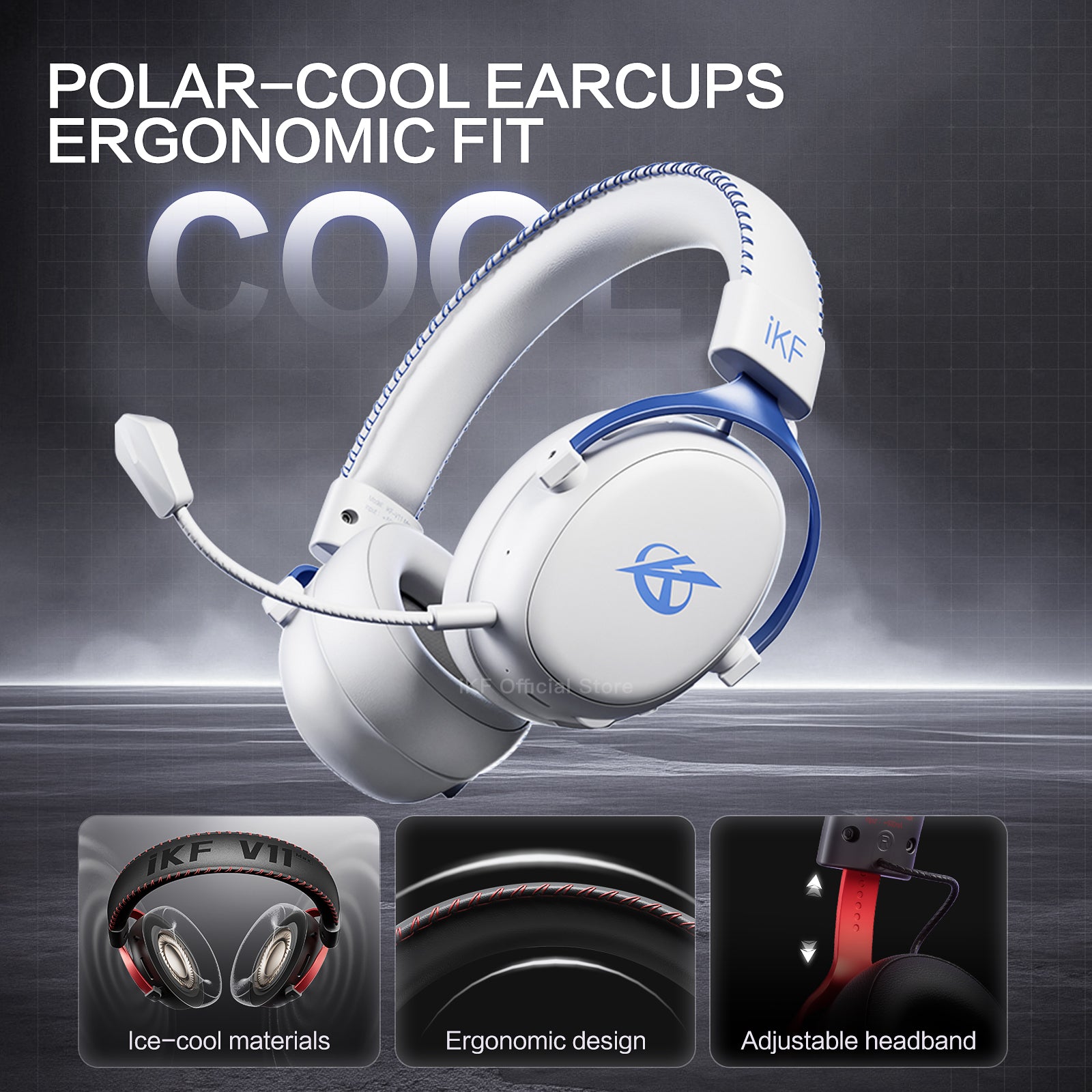 iKF V11 Max Wireless 2.4G Bluetooth Headphones Gaming Wired Headset 260H Playtime with Microphone for iOS/Android PC