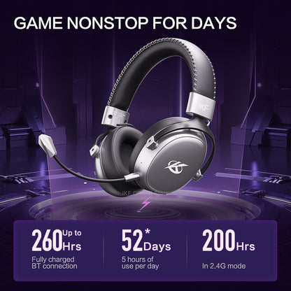 iKF V11 Max Wireless 2.4G Bluetooth Headphones Gaming Wired Headset 260H Playtime with Microphone for iOS/Android PC