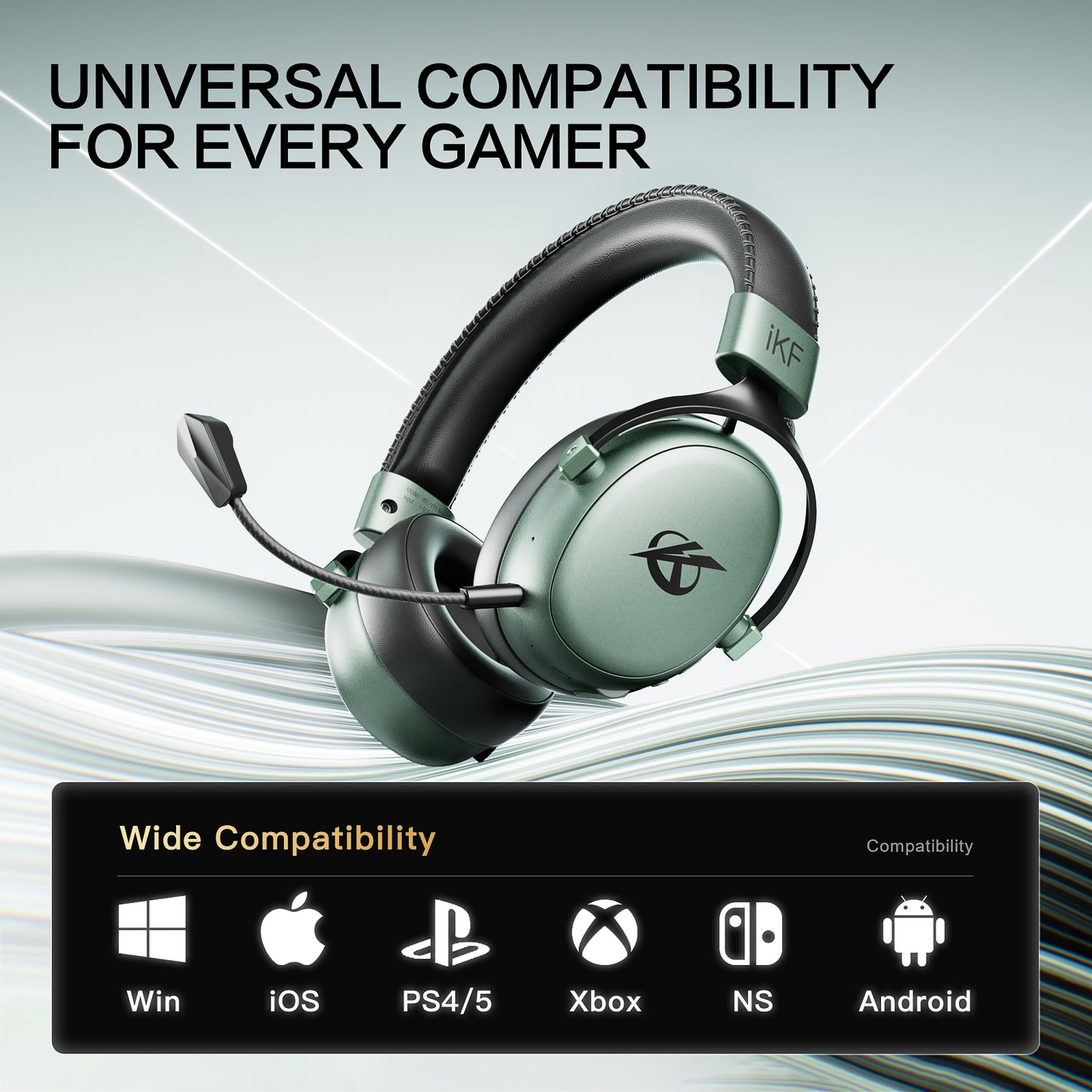 iKF V11 Max Wireless 2.4G Bluetooth Headphones Gaming Wired Headset 260H Playtime with Microphone for iOS/Android PC
