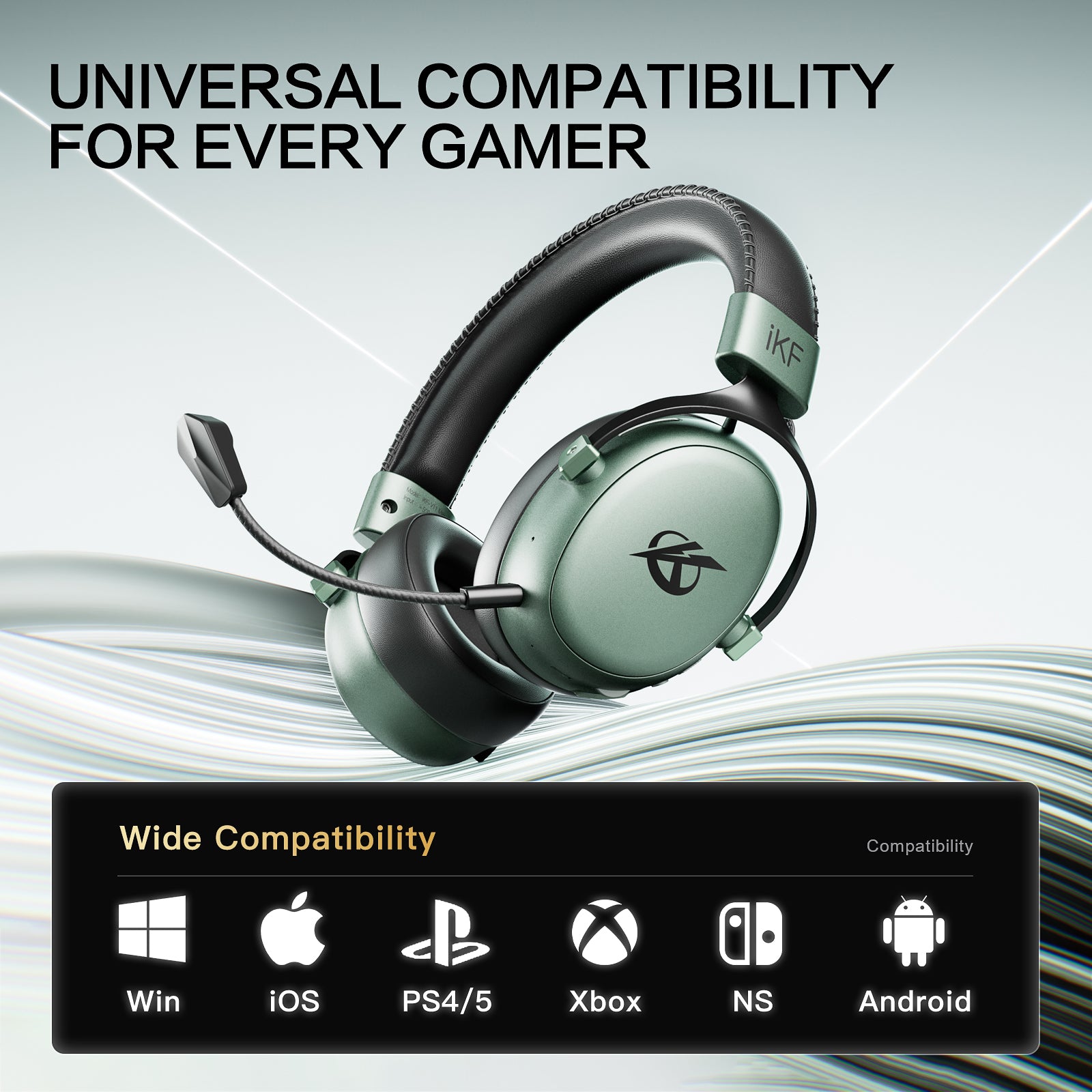 iKF V11 Max Wireless 2.4G Bluetooth Headphones Gaming Wired Headset 260H Playtime with Microphone for iOS/Android PC