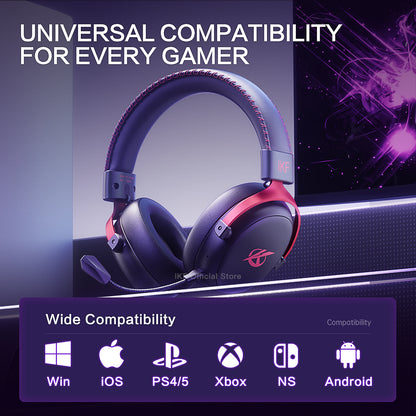 iKF V11 Max Wireless 2.4G Bluetooth Headphones Gaming Wired Headset 260H Playtime with Microphone for iOS/Android PC