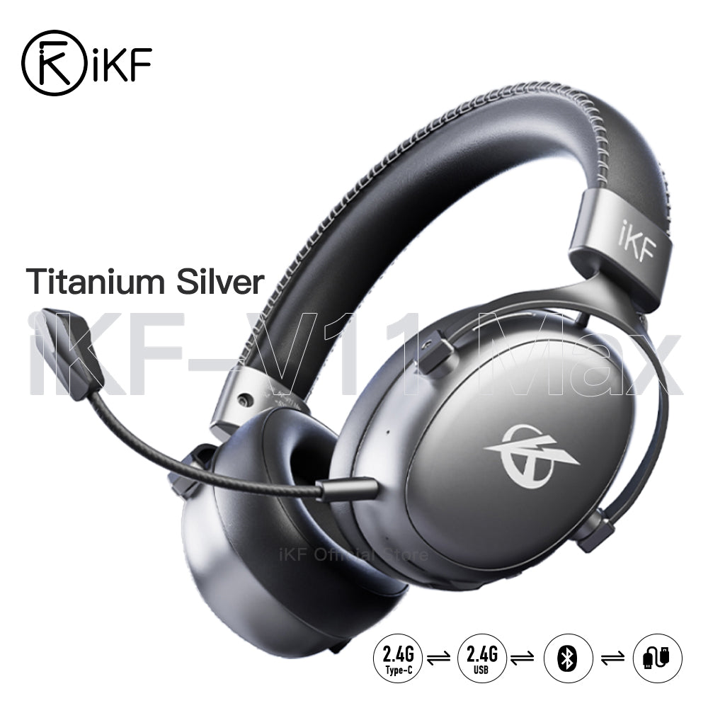 iKF V11 Max Wireless 2.4G Bluetooth Headphones Gaming Wired Headset 260H Playtime with Microphone for iOS/Android PC