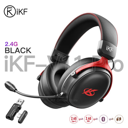 iKF V11 Pro Wireless 2.4G Bluetooth Headphones Gaming Wired Headset 125H Playtime 3.5mm for iOS/Android PC