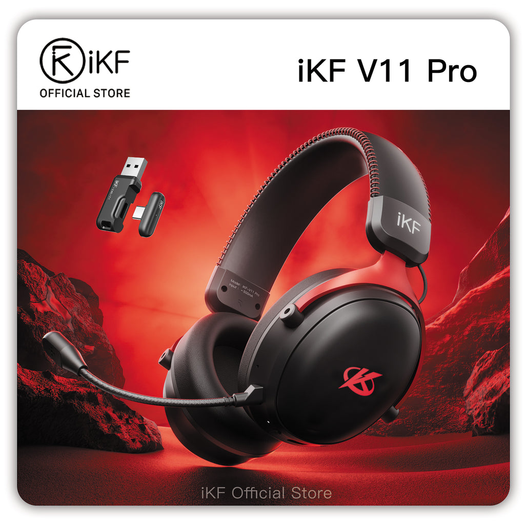 iKF V11 Pro Wireless 2.4G Bluetooth Headphones Gaming Wired Headset 125H Playtime 3.5mm for iOS/Android PC
