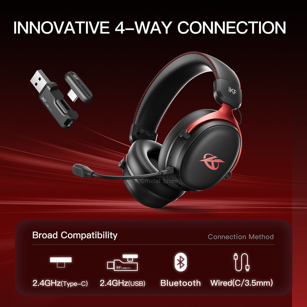 iKF V11 Pro Wireless 2.4G Bluetooth Headphones Gaming Wired Headset 125H Playtime 3.5mm for iOS/Android PC